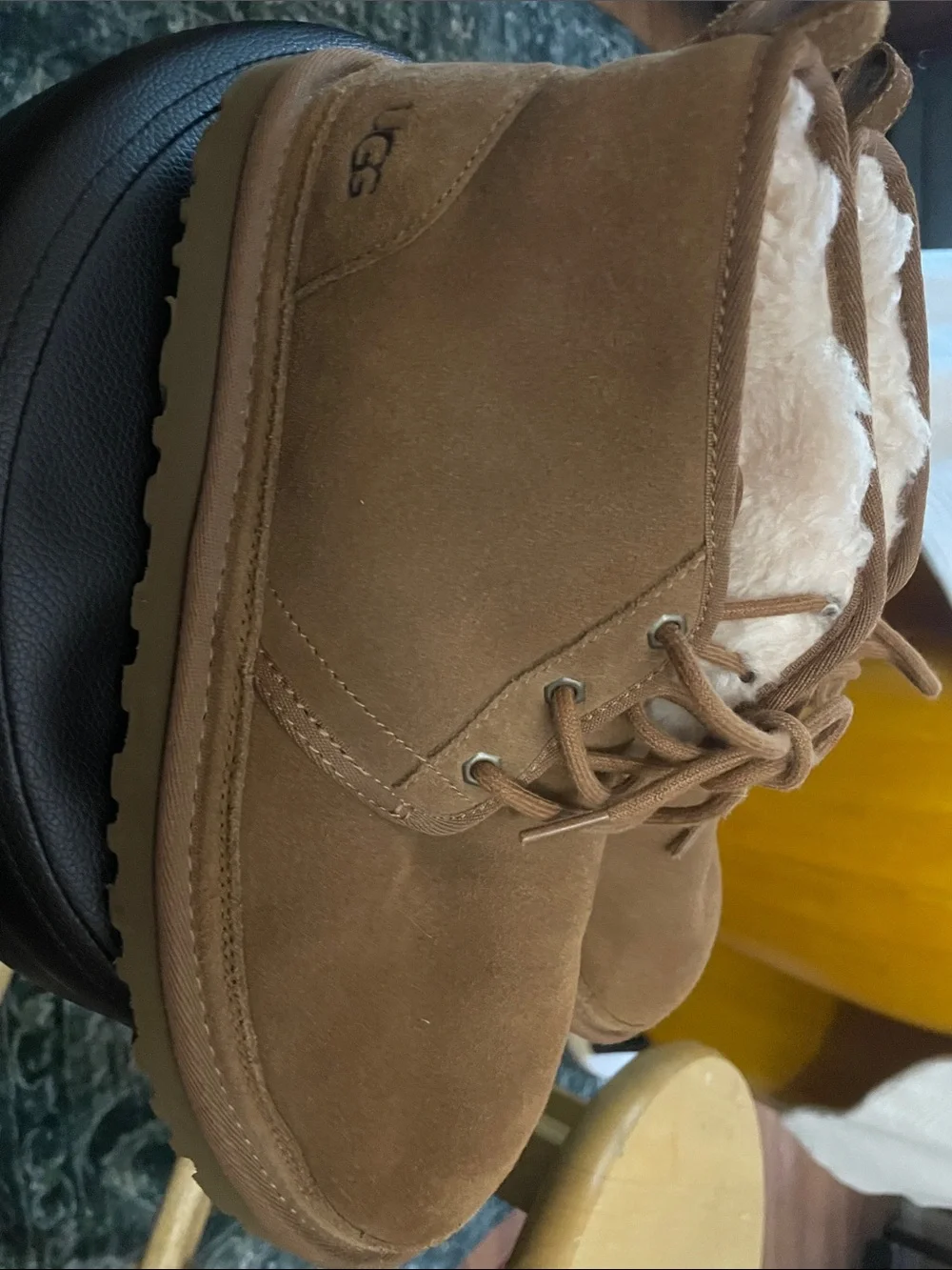 UGG Chestnut Lace-Up Suede Shearling Boots